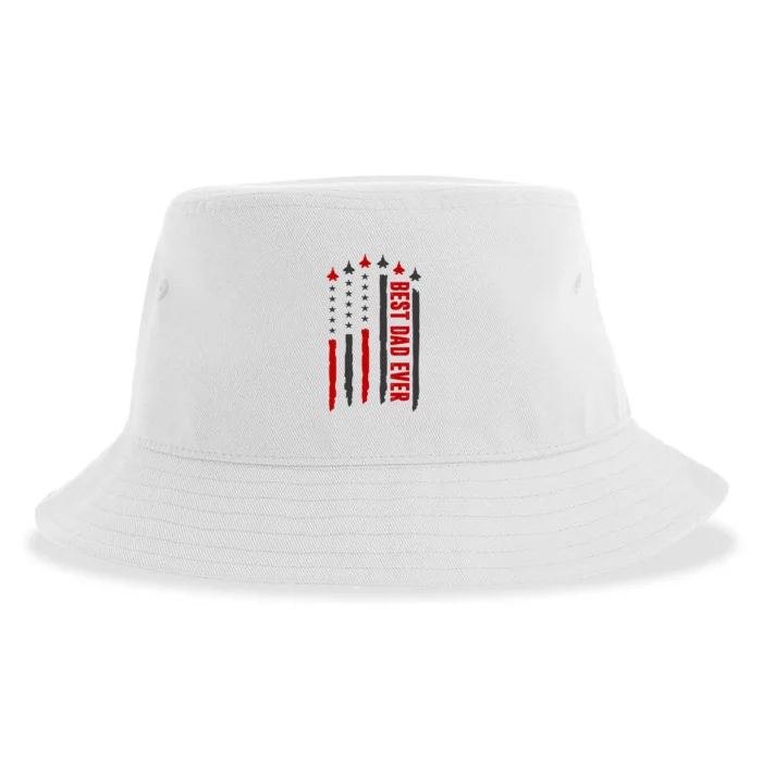 Best Dad Ever USA Flag Cute Gift Sustainable Bucket Hat