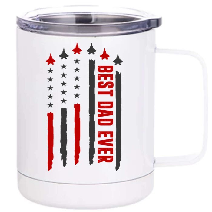 Best Dad Ever USA Flag Cute Gift Front & Back 12oz Stainless Steel Tumbler Cup