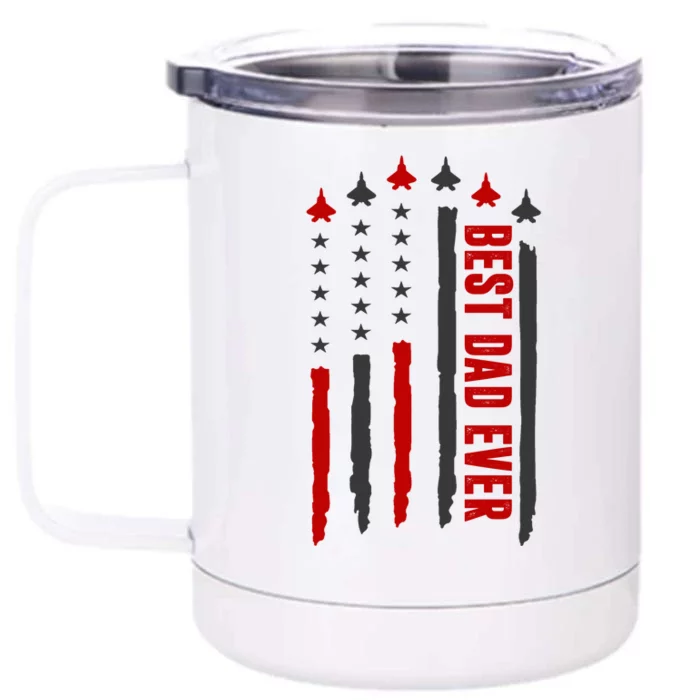 Best Dad Ever USA Flag Cute Gift Front & Back 12oz Stainless Steel Tumbler Cup