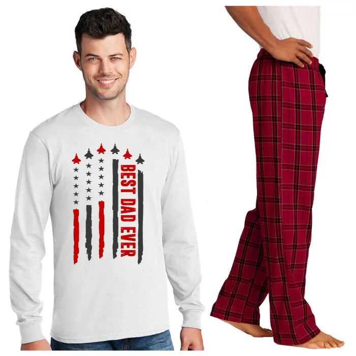 Best Dad Ever USA Flag Cute Gift Long Sleeve Pajama Set