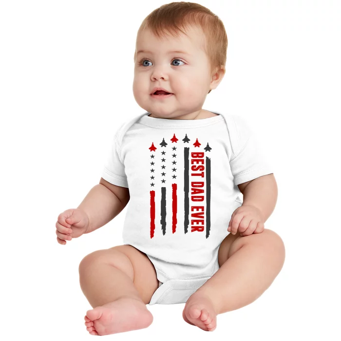 Best Dad Ever USA Flag Cute Gift Baby Bodysuit