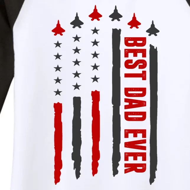 Best Dad Ever USA Flag Cute Gift Women's Tri-Blend 3/4-Sleeve Raglan Shirt