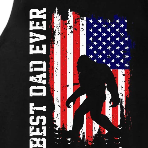 Best Dad Ever Funny Bigfoot Big Foot Sasquatch FatherS Day Ladies Tri-Blend Wicking Tank