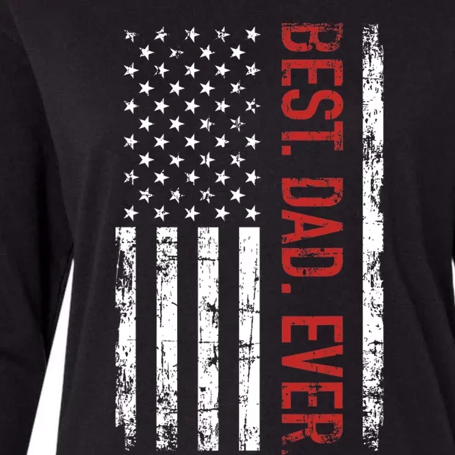 Best Dad Ever US American Flag Gift For Fathers Day Womens Cotton Relaxed Long Sleeve T-Shirt