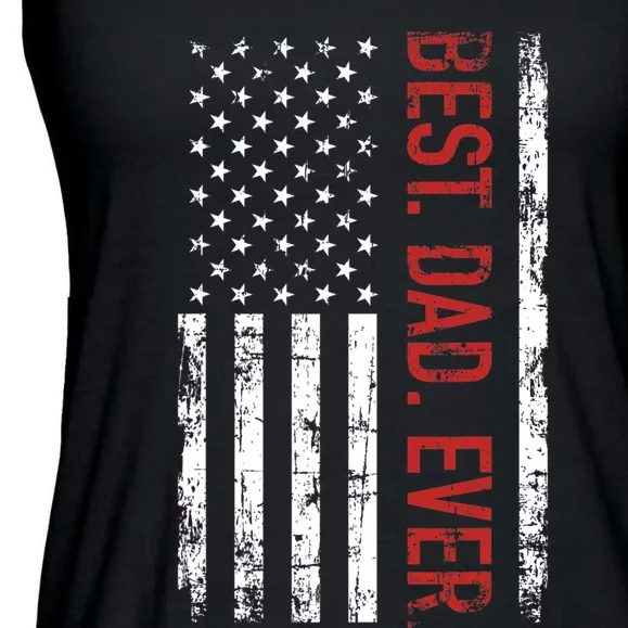 Best Dad Ever US American Flag Gift For Fathers Day Ladies Essential Flowy Tank