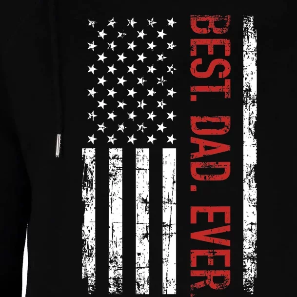 Best Dad Ever US American Flag Gift For Fathers Day Womens Funnel Neck Pullover Hood