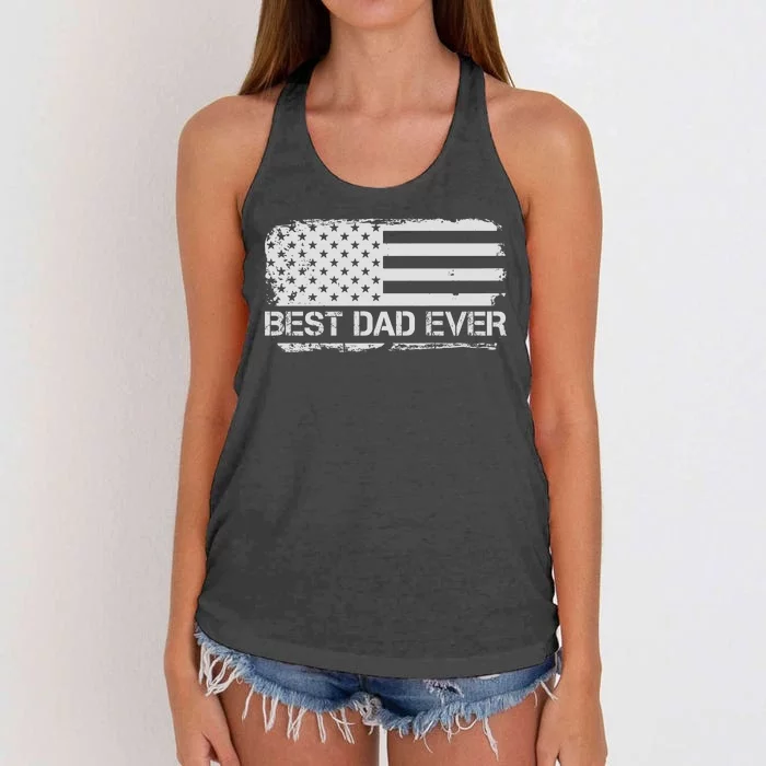 Best Dad Ever American Flag Gift For Dad For Dad Husband Men Funny Women's Knotted Racerback Tank