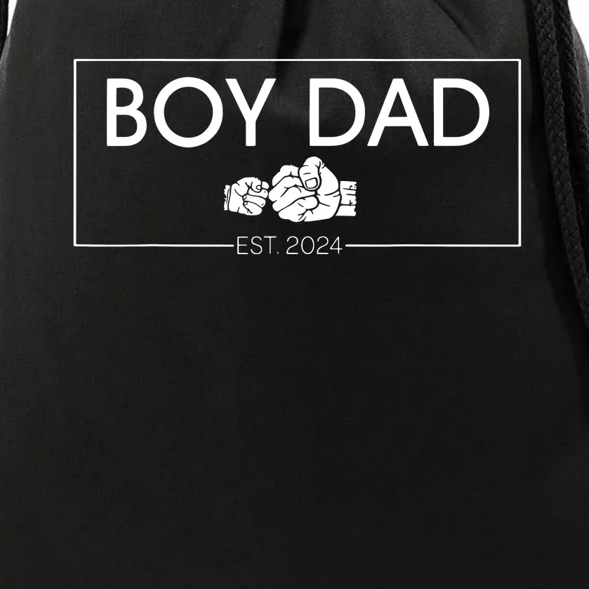 Boy Dad Est 2024 Boy Dad To Be Fathers Day 2024 New Dad Drawstring Bag