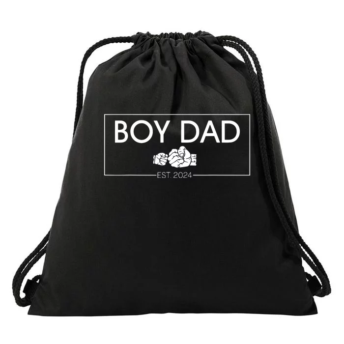 Boy Dad Est 2024 Boy Dad To Be Fathers Day 2024 New Dad Drawstring Bag