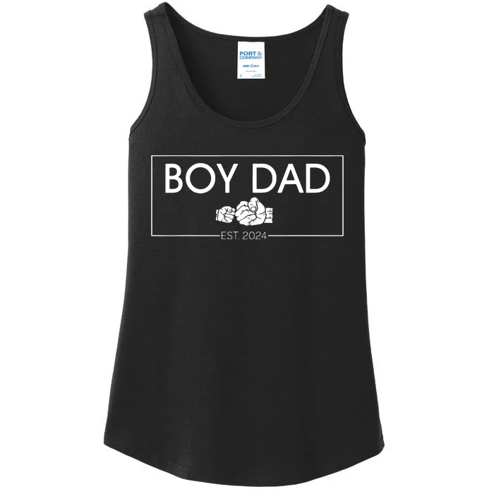 Boy Dad Est 2024 Boy Dad To Be Fathers Day 2024 New Dad Ladies Essential Tank