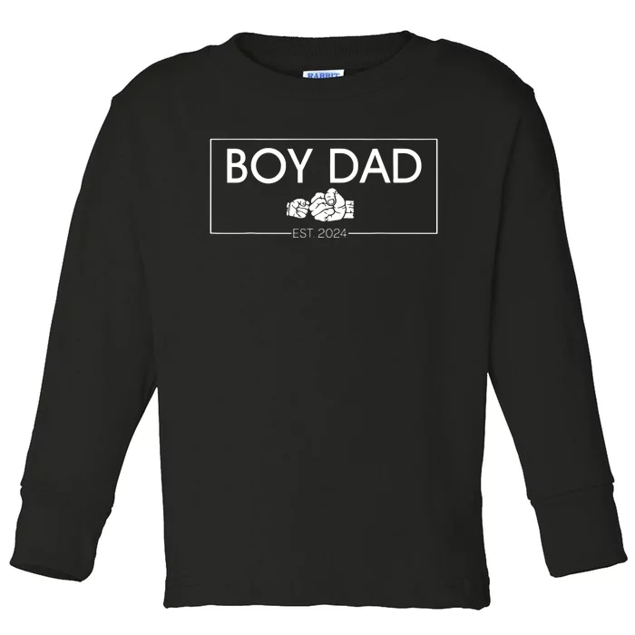 Boy Dad Est 2024 Boy Dad To Be Fathers Day 2024 New Dad Toddler Long Sleeve Shirt