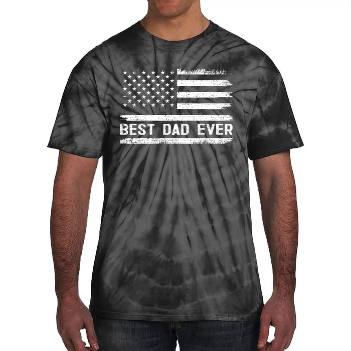 Best Dad Ever With US American Flag Gifts Fathers Day Dad Tie-Dye T-Shirt