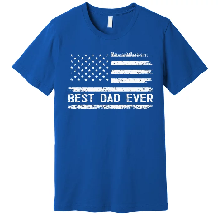 Best Dad Ever With US American Flag Gifts Fathers Day Dad Premium T-Shirt