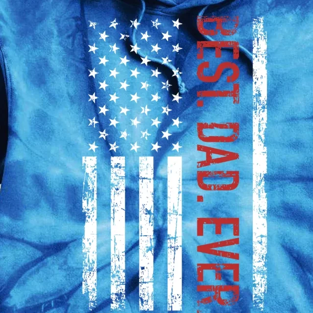 Best Dad Ever Us American Flag Gift For Father's Day Gift Tie Dye Hoodie