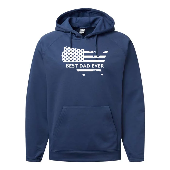 Best Dad Ever Patriot USA Flag Performance Fleece Hoodie