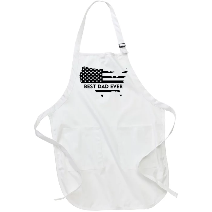 Best Dad Ever Patriot USA Flag Full-Length Apron With Pocket