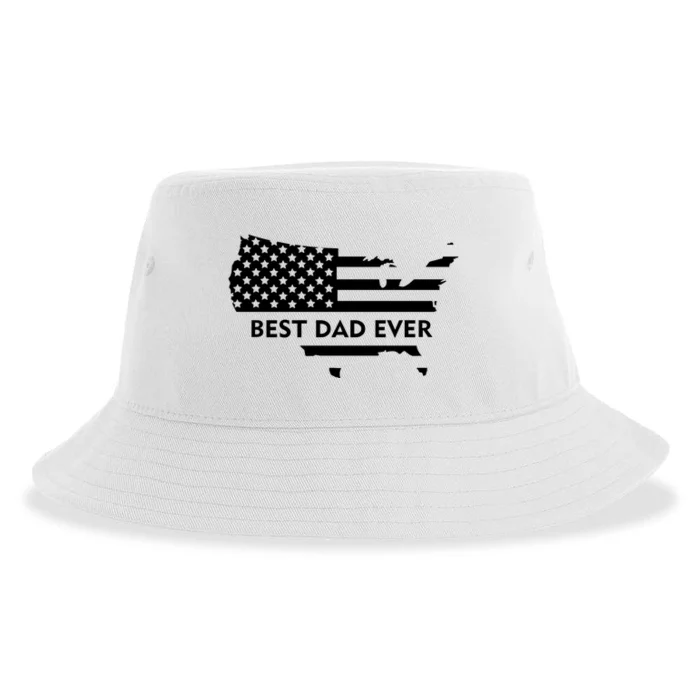 Best Dad Ever Patriot USA Flag Sustainable Bucket Hat