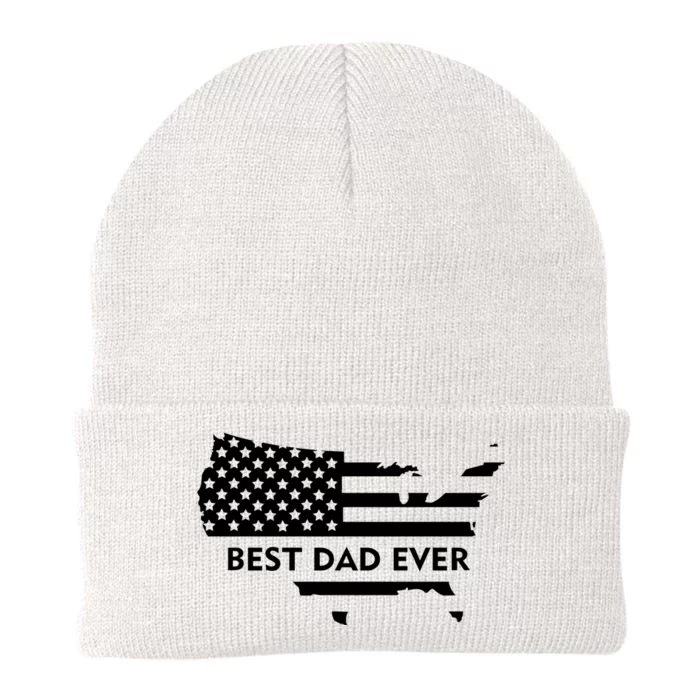 Best Dad Ever Patriot USA Flag Knit Cap Winter Beanie