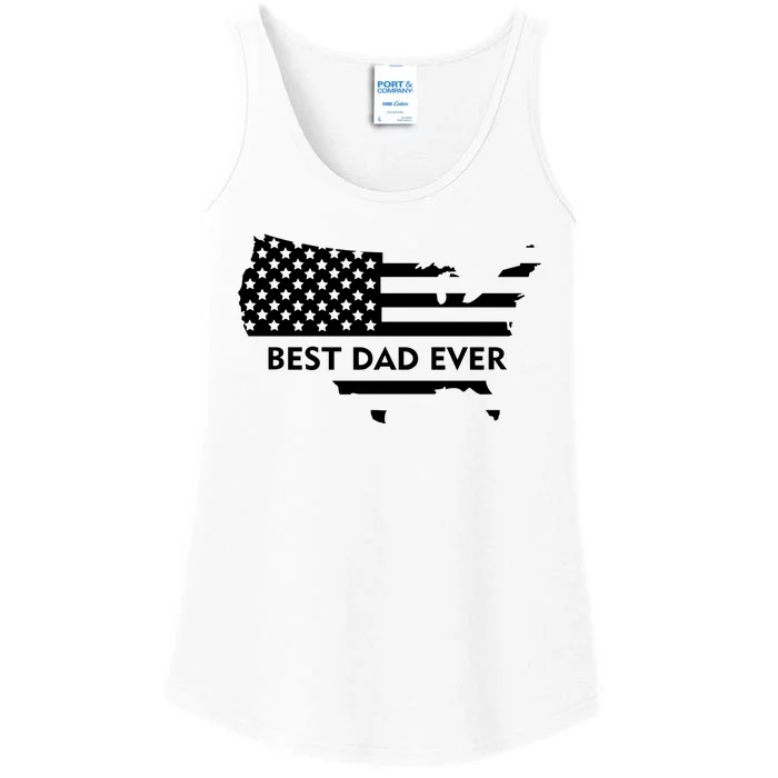 Best Dad Ever Patriot USA Flag Ladies Essential Tank