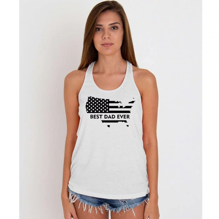 Best Dad Ever Patriot USA Flag Women's Knotted Racerback Tank