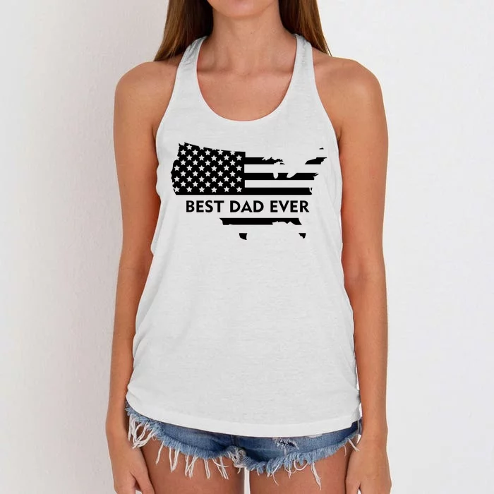 Best Dad Ever Patriot USA Flag Women's Knotted Racerback Tank