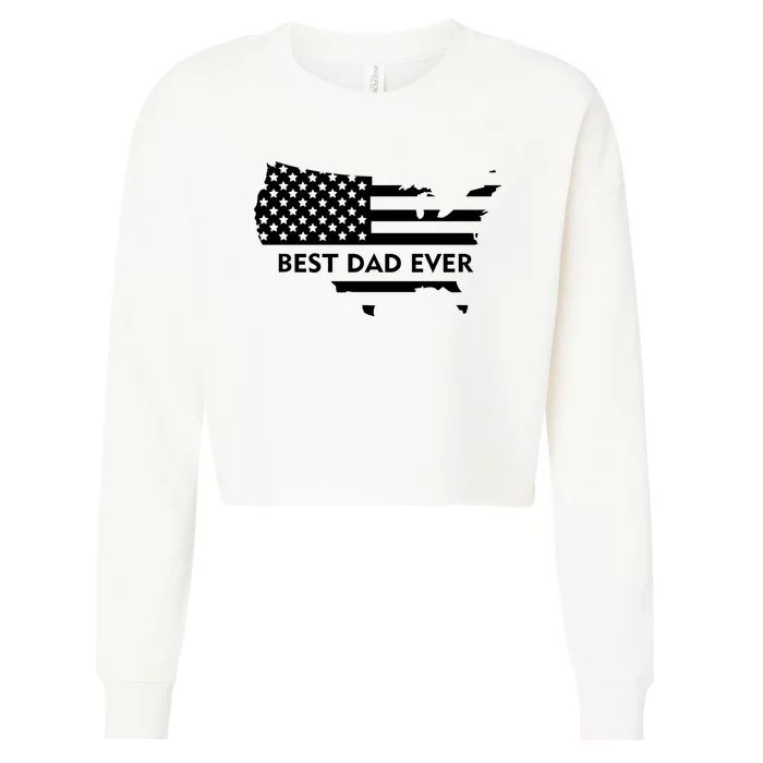 Best Dad Ever Patriot USA Flag Cropped Pullover Crew