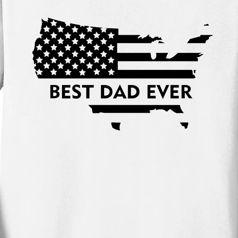 Best Dad Ever Patriot USA Flag Kids Long Sleeve Shirt