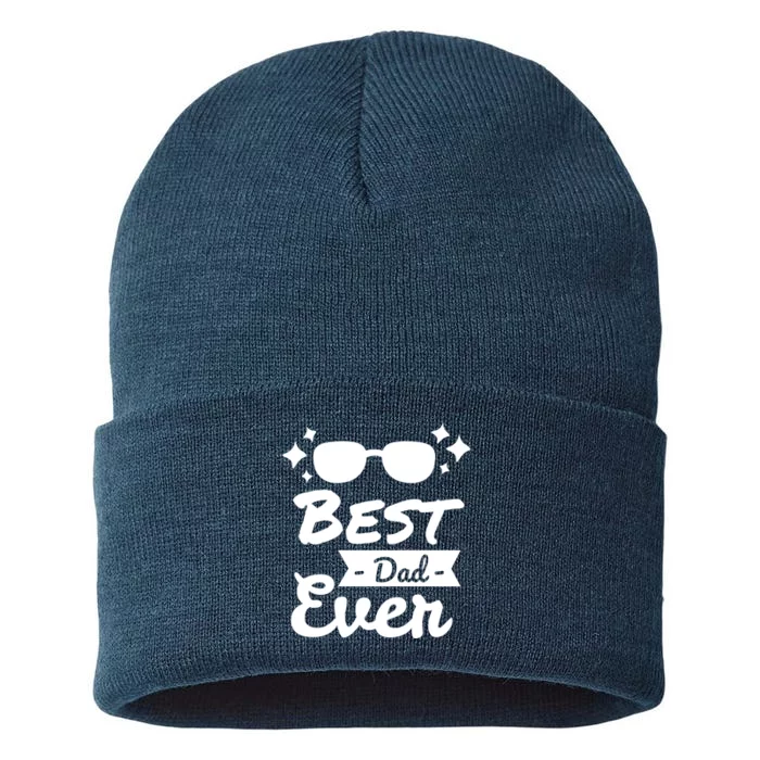 Best Dad Ever Cool Fathers Day Gift Sustainable Knit Beanie