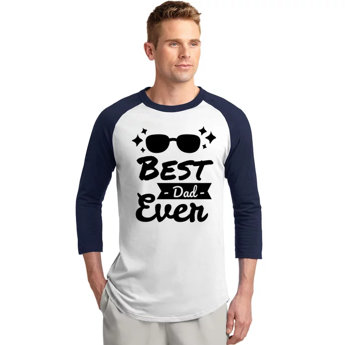 Best Dad Ever Cool Fathers Day Gift Baseball Sleeve Shirt