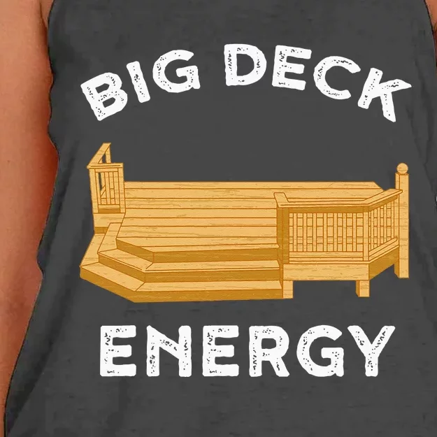 Big Deck Energy Backyard Deck Patio Funny Women's Knotted Racerback Tank