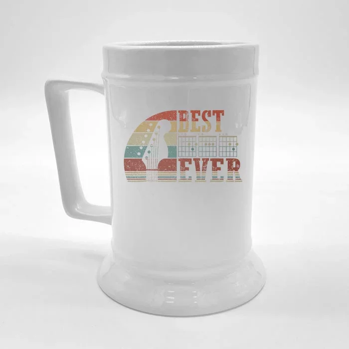 Best Dad Ever Vintage Funny Guitarist Father Guitar Men Tees Front & Back Beer Stein