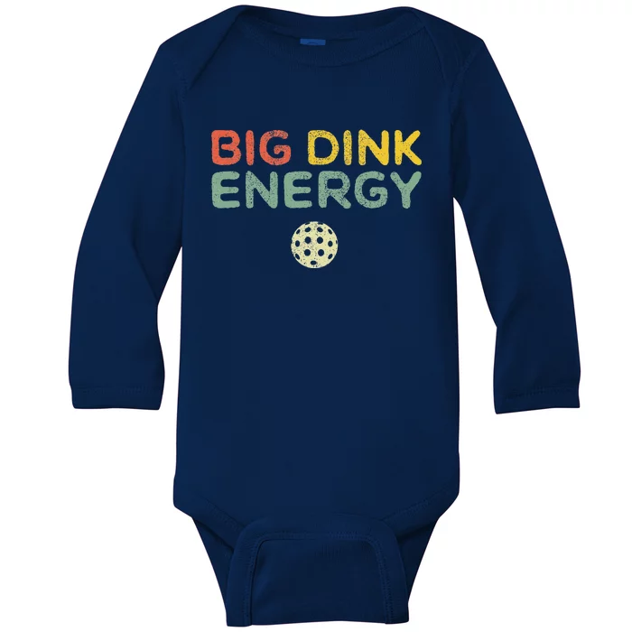 Big Dink Energy Pickleball Funny Pickle Ball Lover Retro Baby Long Sleeve Bodysuit