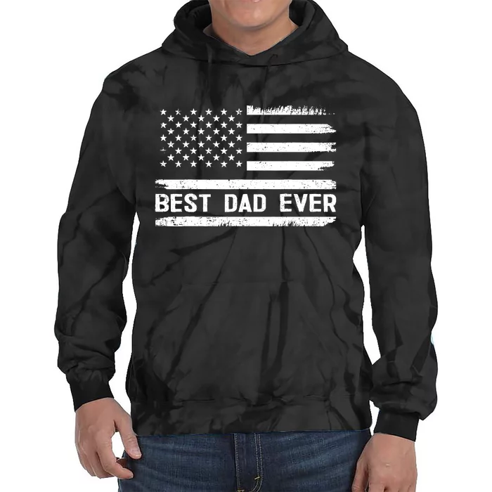 Best Dad Ever With US American Flag Gifts Fathers Day Dad Tie Dye Hoodie