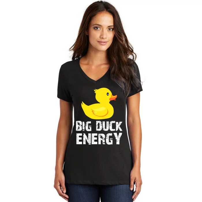 Big Duck Energy Yellow Rubber Duck Design Women's V-Neck T-Shirt