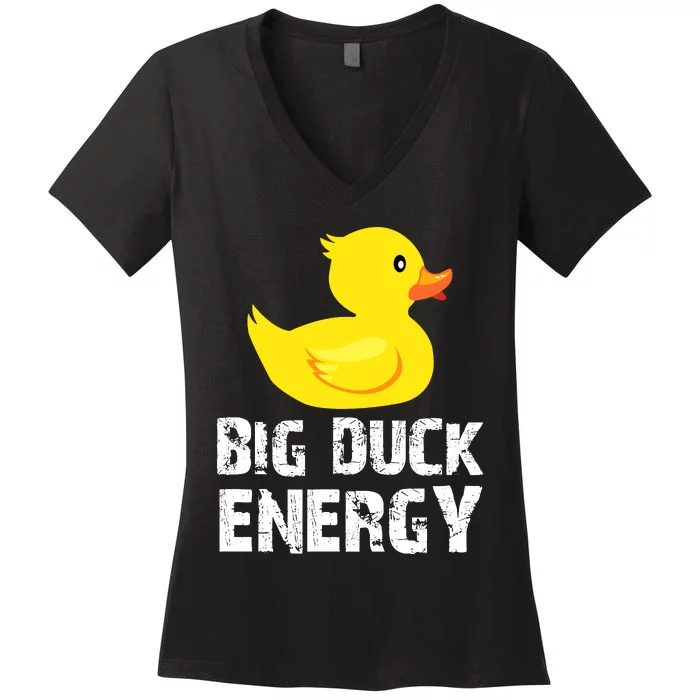 Big Duck Energy Yellow Rubber Duck Design Women's V-Neck T-Shirt