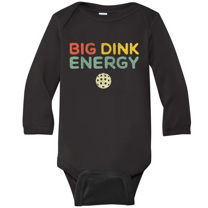 Big Dink Energy Funny Vintage Paddleball Pickleball Player Baby Long Sleeve Bodysuit