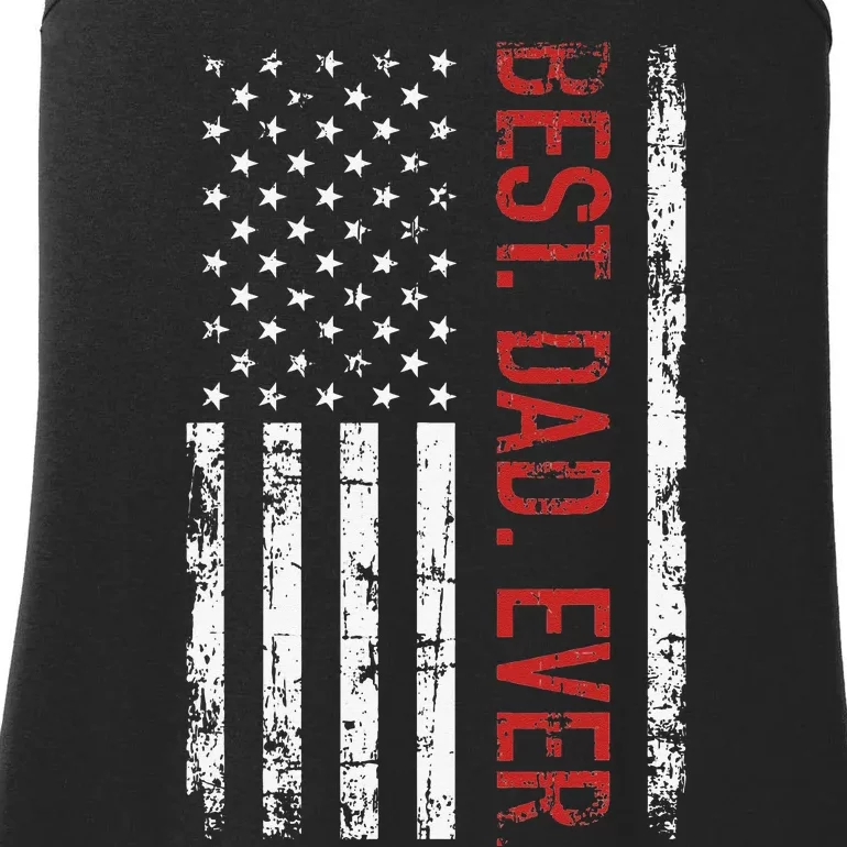 Best dad ever US american flag gift for father's day Short Sleeve Ladies Essential Tank