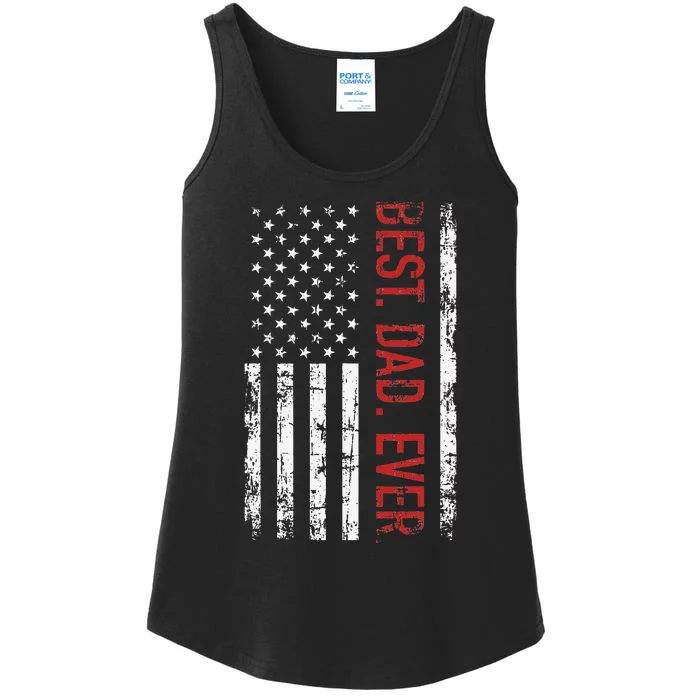 Best dad ever US american flag gift for father's day Short Sleeve Ladies Essential Tank