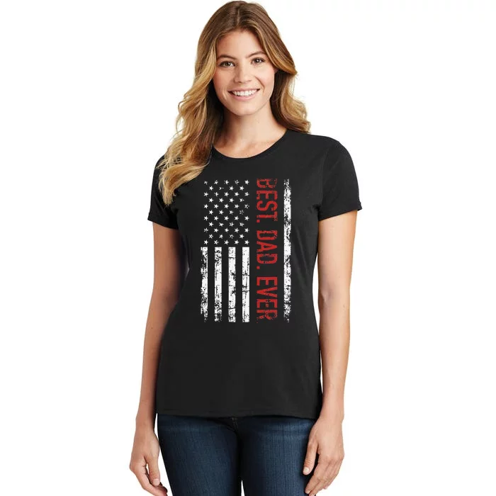 Best dad ever US american flag gift for father's day Short Sleeve Women's T-Shirt