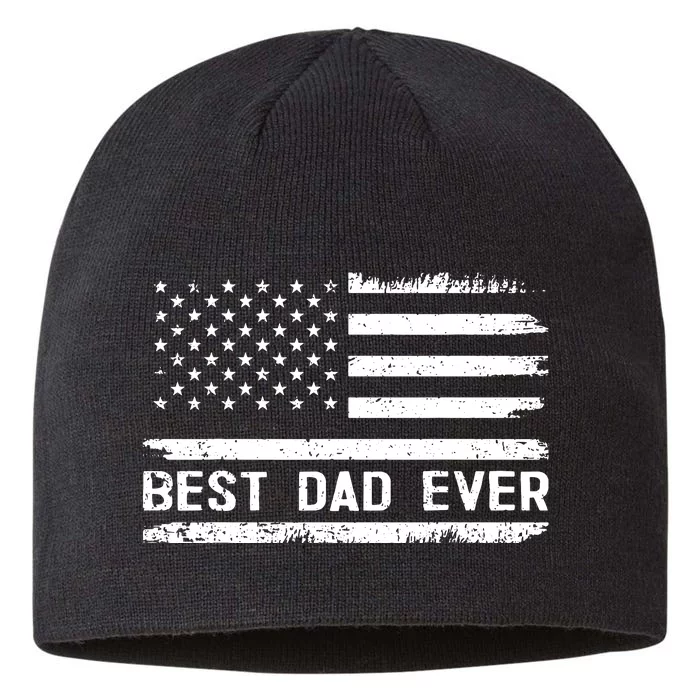 Best Dad Ever With Us American Flag Gifts Fathers Day Dad 8 1/2in Sustainable Knit Beanie