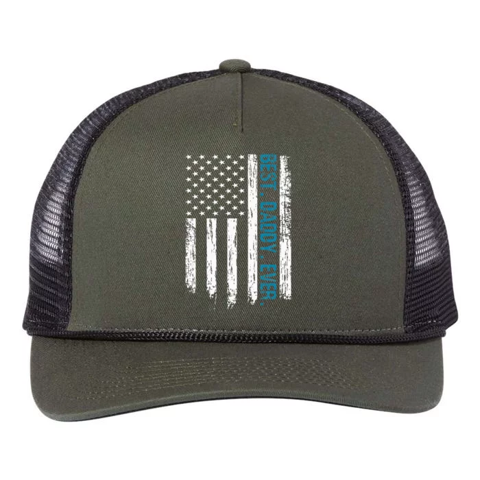 Best Daddy Ever Flag Best Dad Ever American Flag Retro Rope Trucker Hat Cap