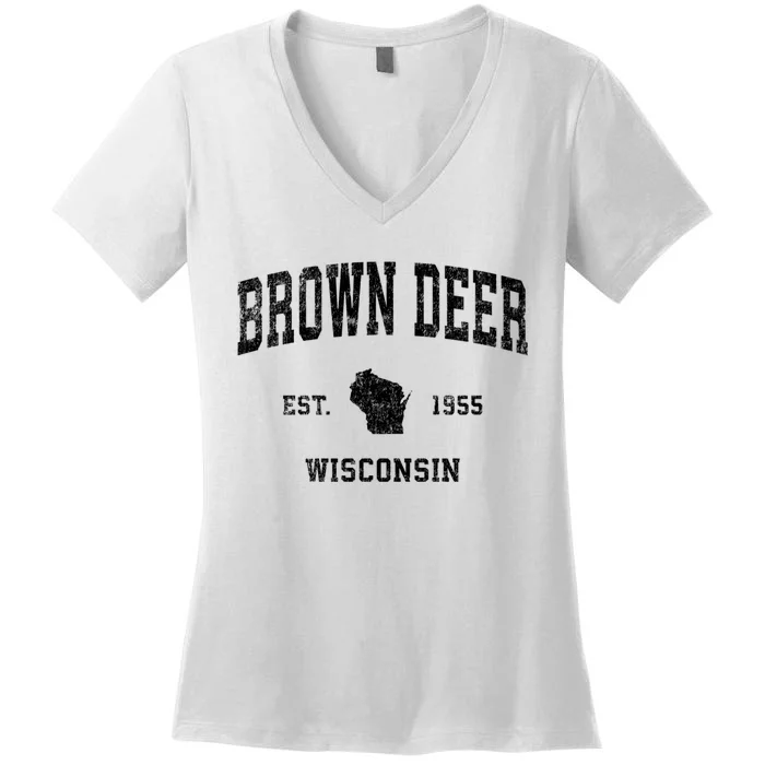 Brown Deer Est 1955 Wisconsin Wi Vintage Established Sports Design Women's V-Neck T-Shirt