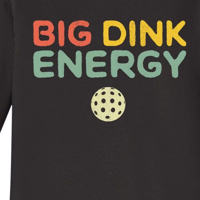 Big Dink Energy Pickleball Funny Pickle Ball Lover Retro Baby Long Sleeve Bodysuit