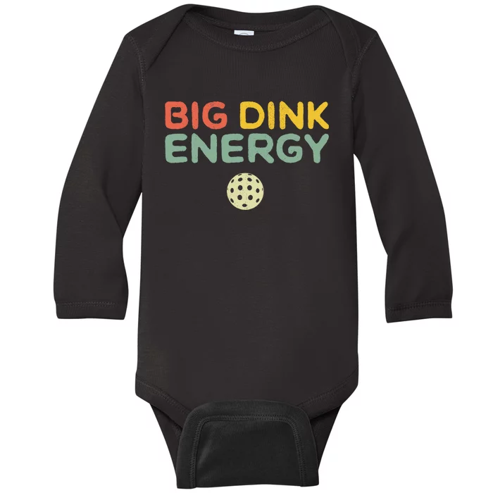 Big Dink Energy Pickleball Funny Pickle Ball Lover Retro Baby Long Sleeve Bodysuit