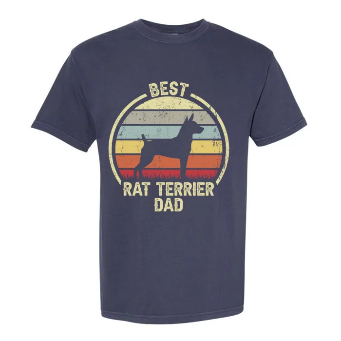 Best Dog Father Dad Gift Vintage Rat Terrier Cute Gift Garment-Dyed Heavyweight T-Shirt