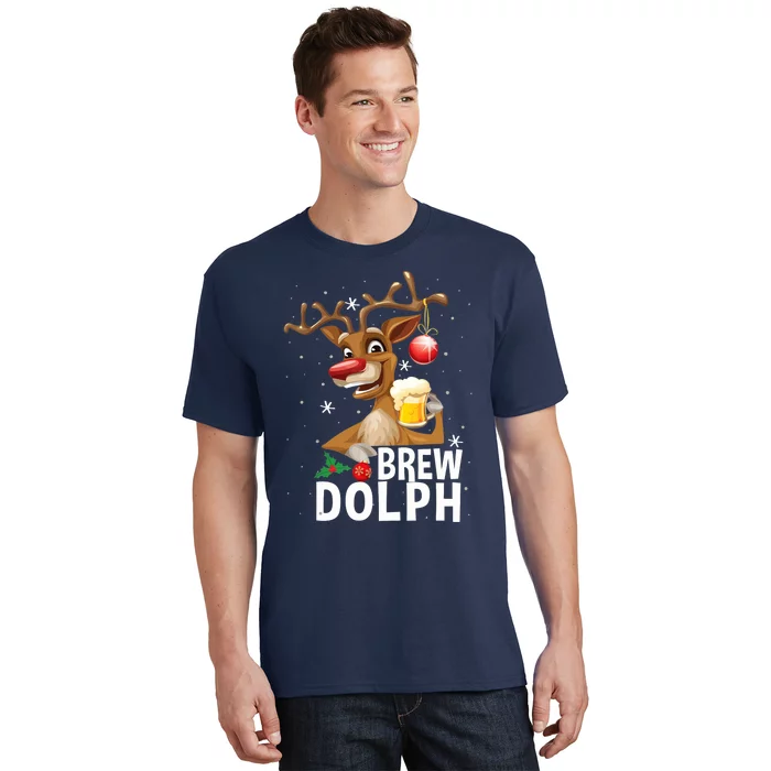 Brew Dolph Funny Rudolph Christmas Holiday Funny Gifts T-Shirt