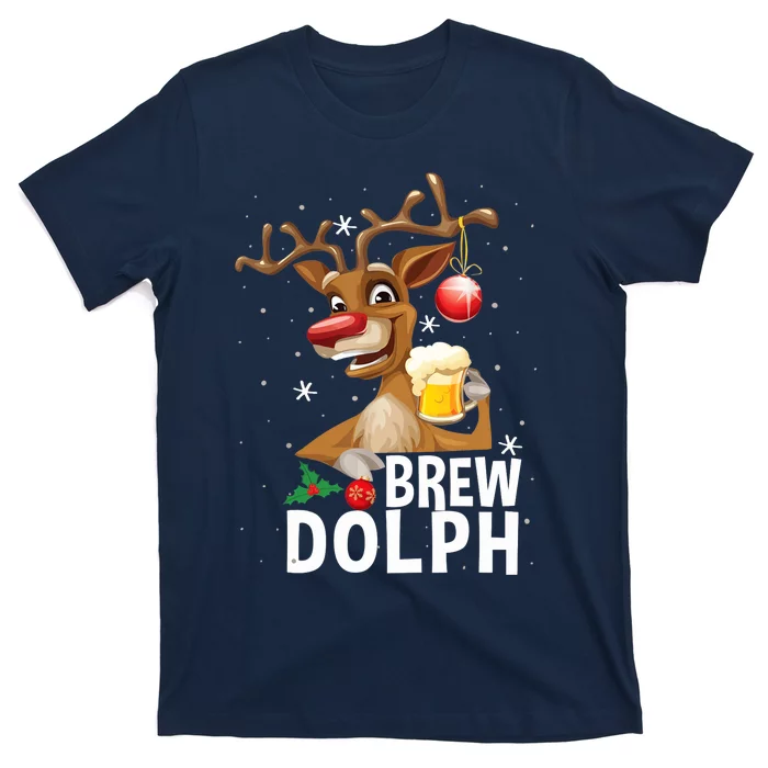 Brew Dolph Funny Rudolph Christmas Holiday Funny Gifts T-Shirt