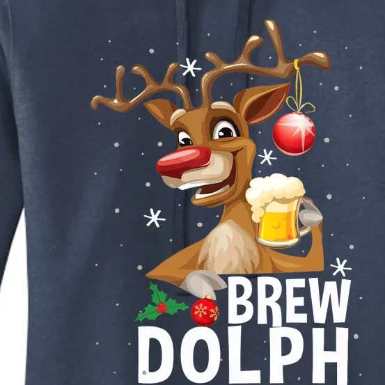 Brew Dolph Funny Rudolph Christmas Holiday Funny Gifts Women's Pullover Hoodie