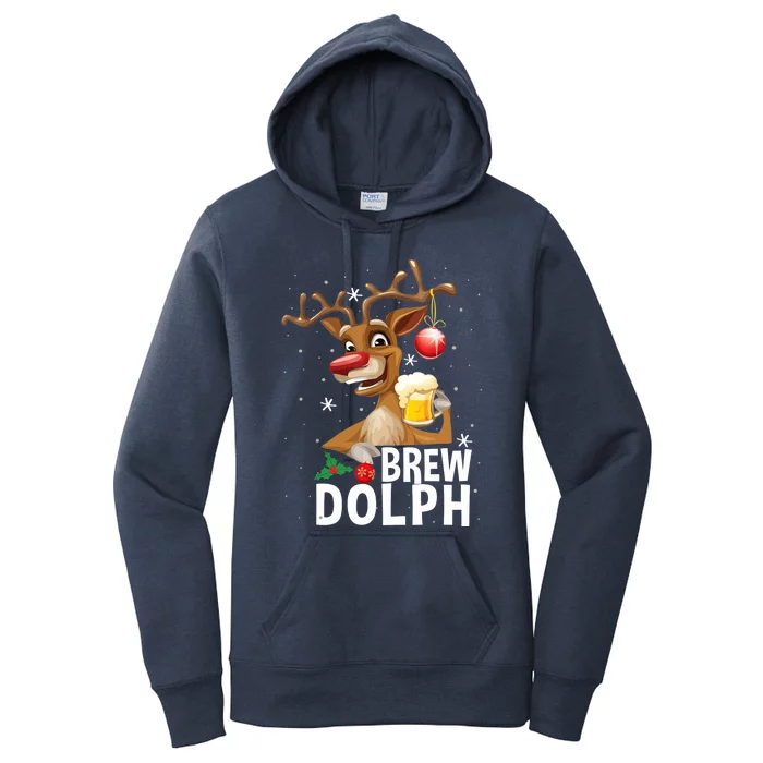 Brew Dolph Funny Rudolph Christmas Holiday Funny Gifts Women's Pullover Hoodie