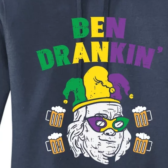 Ben Drankin Franklin Us President Funny Mardi Gras Ing Gift Women's Pullover Hoodie